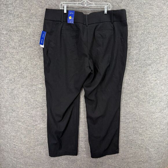 New Apt. 9 Dress Pants Women 22W Plus Black High Rise Flat Front Straight Casual - Picture 2 of 7